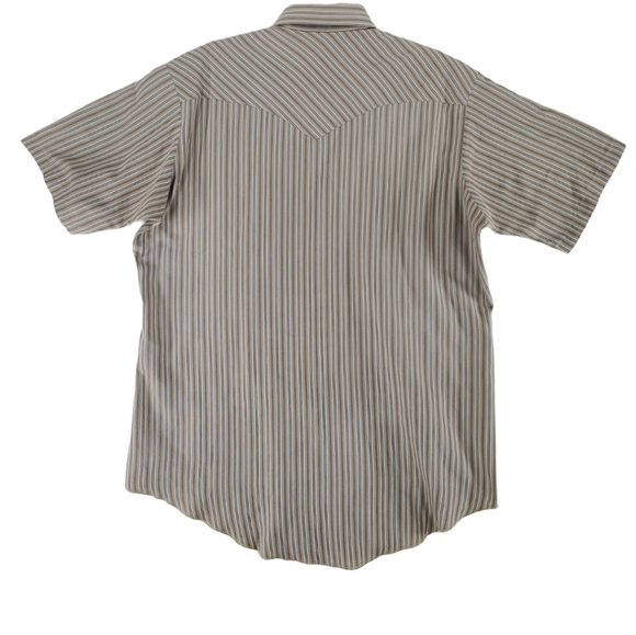 Vtg Western Frontier SS Pearl Shirt Men L Beige Gray Striped 2-Pkts USA Made 90s - Picture 10 of 10